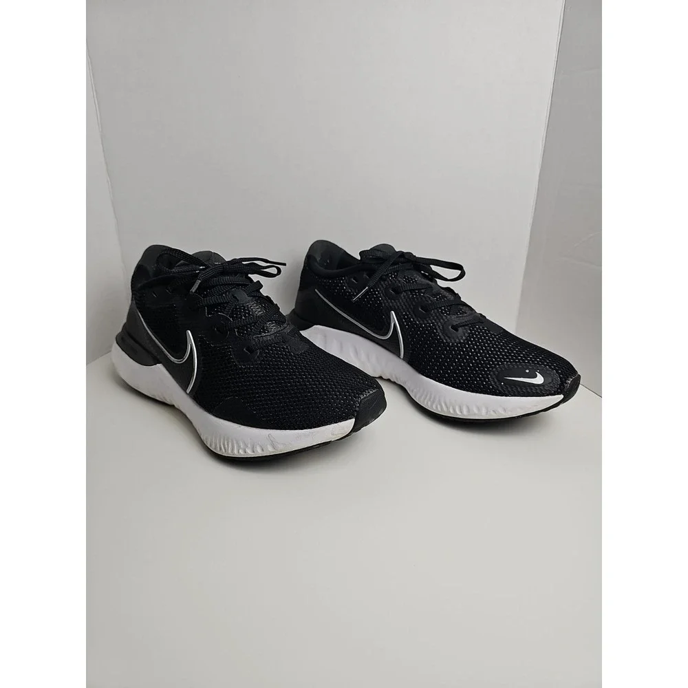 MEN'S SIZE 12 NIKE RENEW RUNNING BLACK METALLIC SILVER  ATHLETIC SHOES